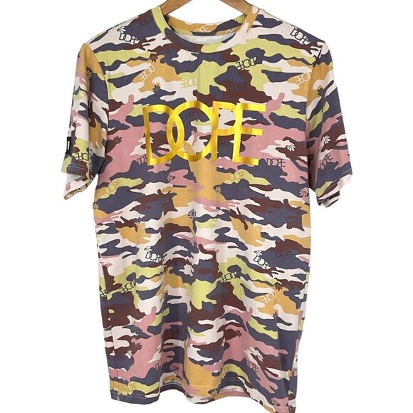 DOPE Camo Flock & Foil Tee Shirt Multicolor Size S Short Sleeve 100% Cotton - Picture 1 of 8